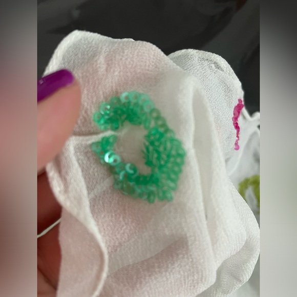 Rococo Sand Dara Cape white w/ bell sleeves sequence belt beach cover up - Picture 2 of 8